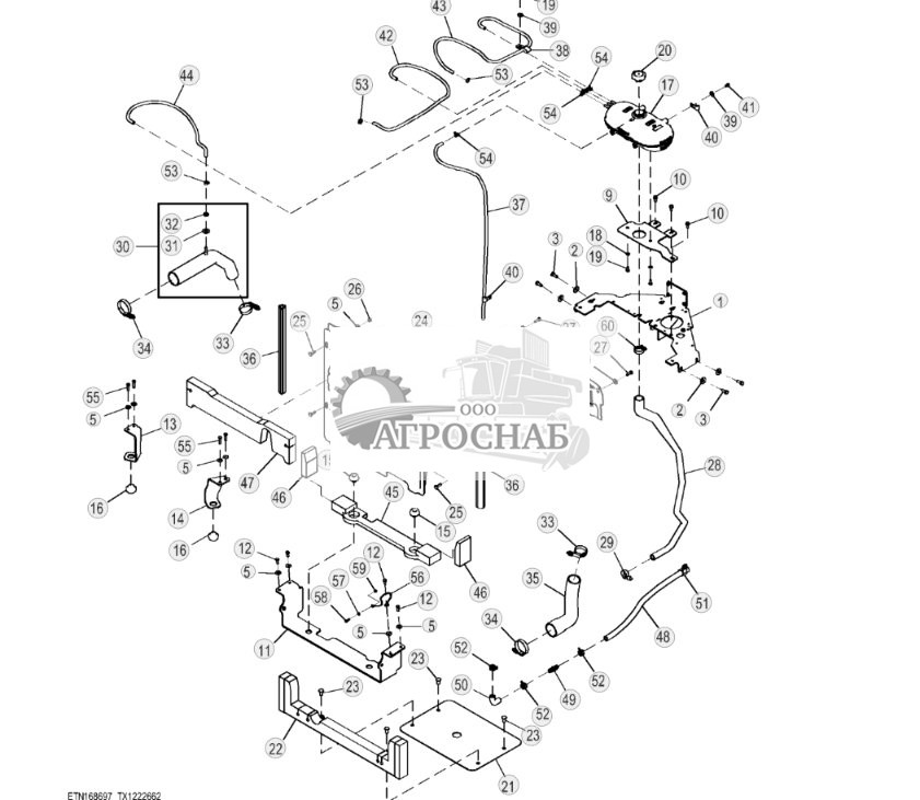 Кожух вентилятора и шланги (Engine 4045TT096-RE545793) (303524 - 344421) - ST870159 155.jpg
